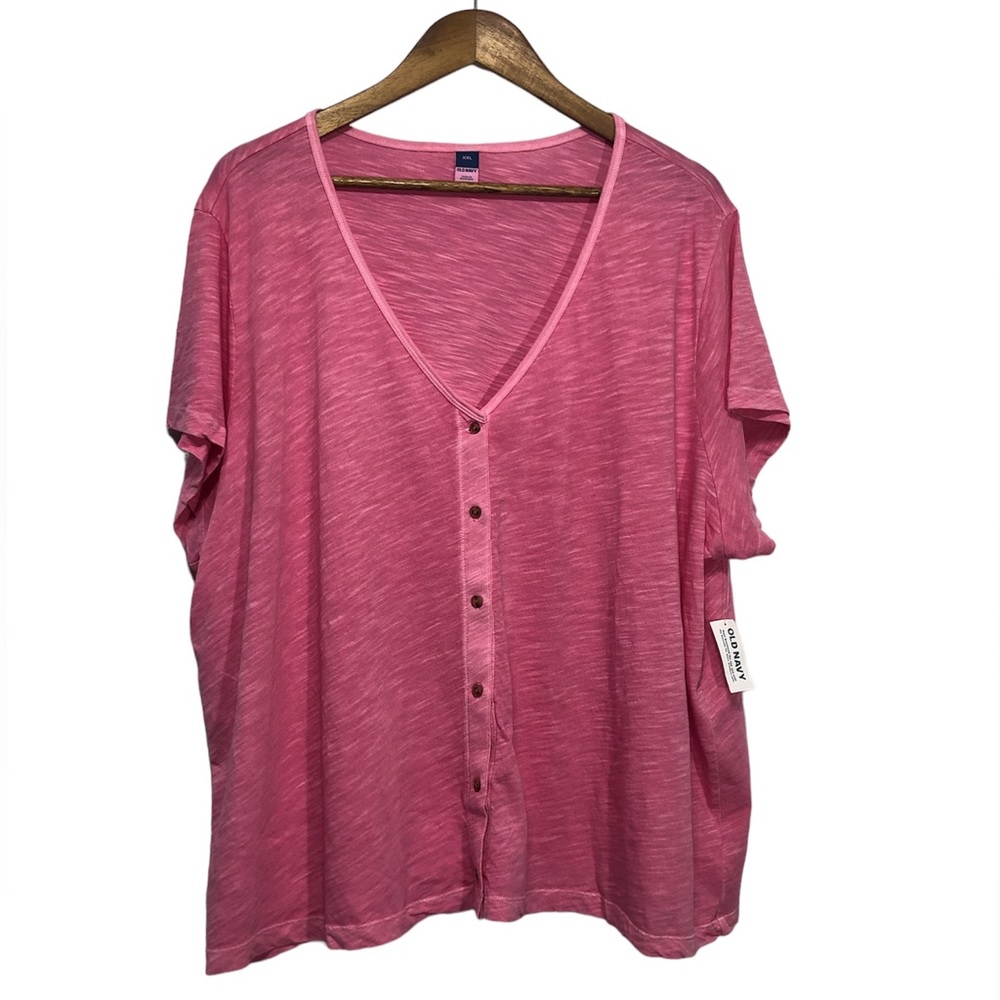 Old Navy Pink Oversized Button Up T-shirt Size XXL